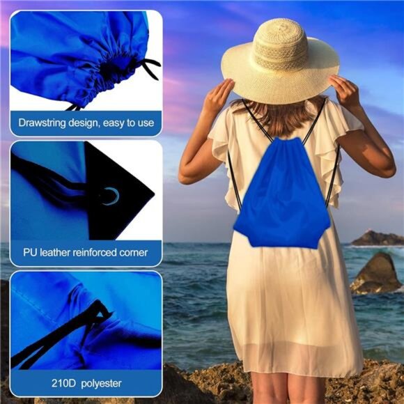 40Pcs Blue Drawstring Backpack Bags Sack Drawstring Bags Bulk String Backpack - Picture 2 of 8